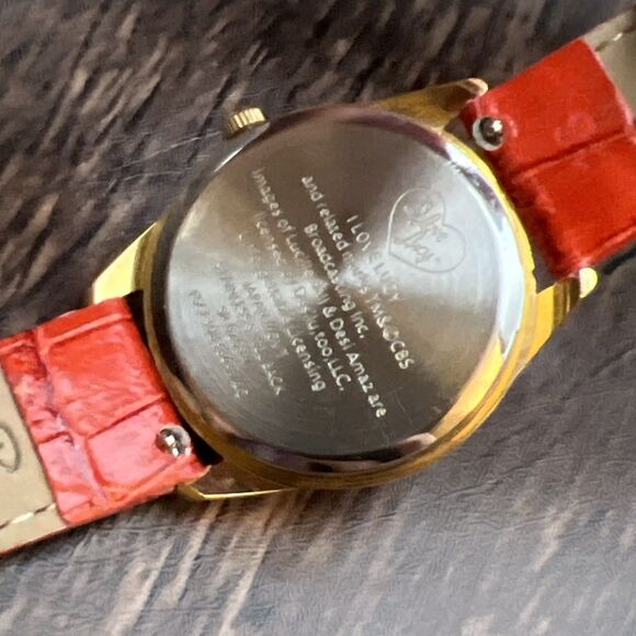 I Love Lucy Lucille Ball Watch Women 31mm Gold Tone Red Leather Band New Battery - Picture 8 of 11
